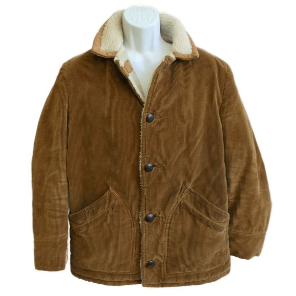 Montgomery Ward Other - Vintage 70s Camel Corduroy Sherpa Winter Mens Coat Heavy Duty Canada Union 40T